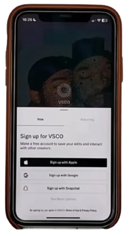 vsco sign up by snapchat