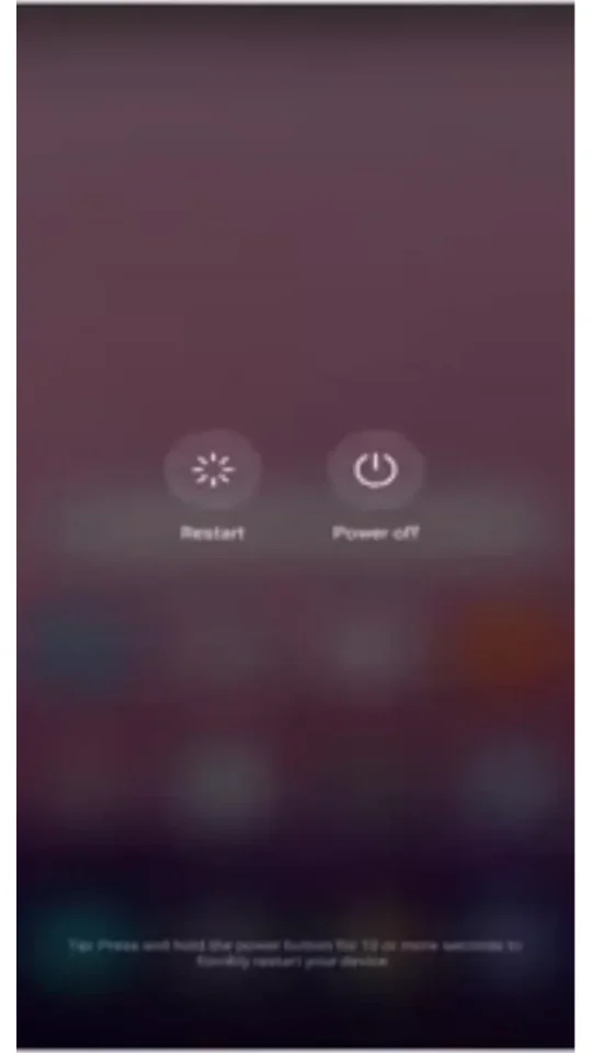 Phone shutdown or restart menu